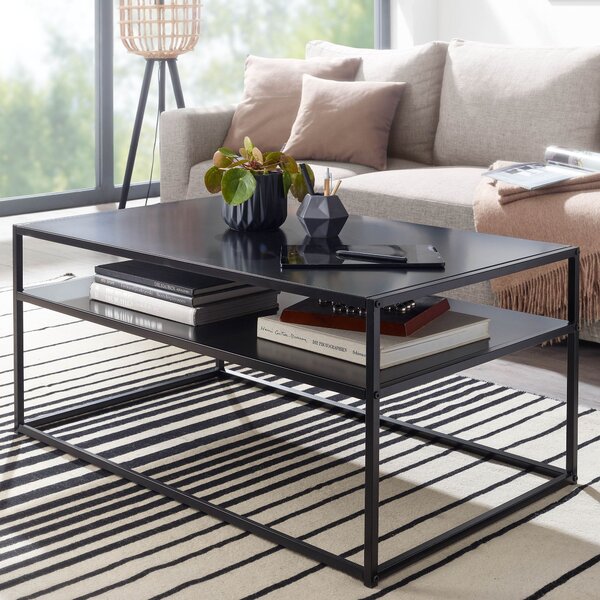 Tavolino 100x60x45 cm tavolino industriale in metallo nero | Wohnling