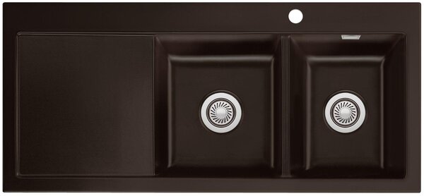 Lavello KeraDomo MERA DOUBLE, installato a SIENA, con vasca a destra e azionamento manuale / Systemceram