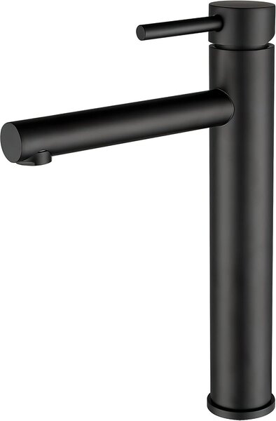 Rubinetto per lavabo nero opaco con bocca alta, miscelatore monocomando in ottone