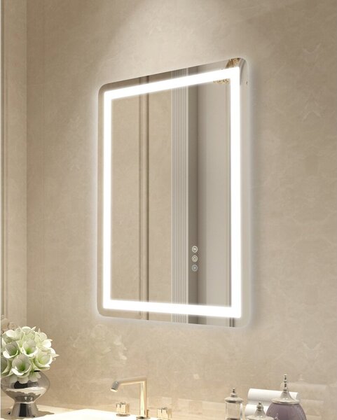 Specchio da bagno a LED specchio cosmetico - 3 colori, montaggio a parete, 50x70cm - Specchio illuminato di alta qualità per il bagno e la cosmesi