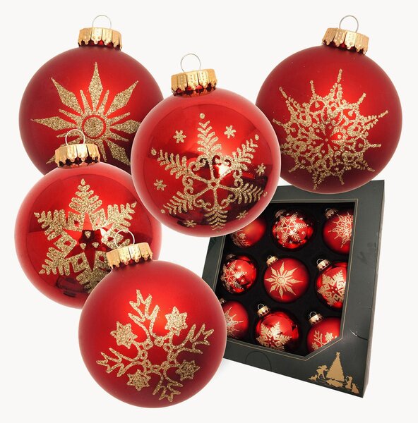 Set di 9 palline di Natale fatte a mano Snowflake