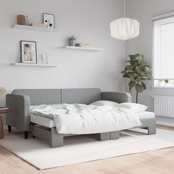 VidaXL Divano letto estraibile con materasso Grigio chiaro 80x200 cm Tessuto