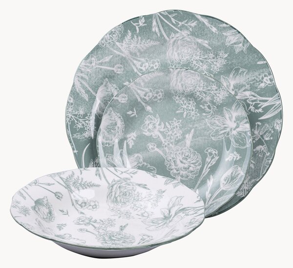 Servizio di piatti Fleurette Green 18 pz