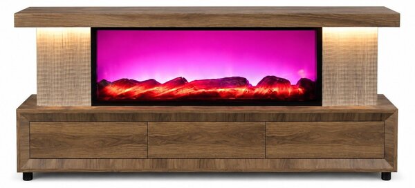 Mobile TV a basso profilo con camino elettrico, illuminazione LED, design moderno, ideale per il soggiorno