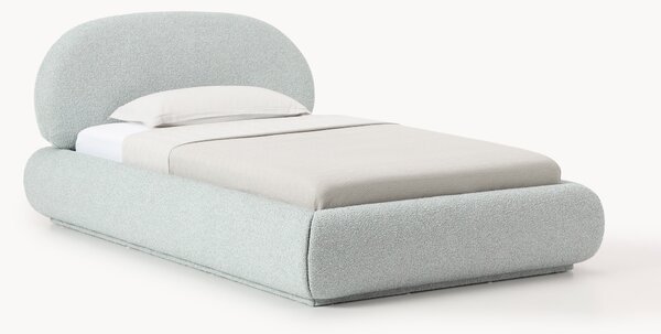 Letto singolo imbottito in bouclé con contenitore Alba