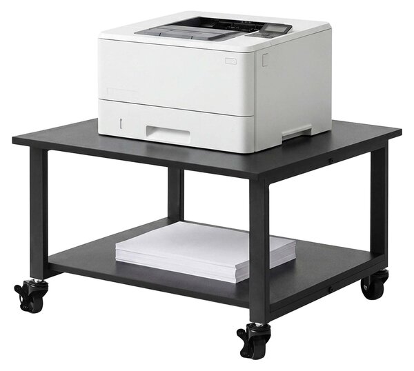 Tavolo per stampante Relaxdays con rotelle, 2 ripiani, dimensioni: 32 x 50 x 50 cm, carrello mobile per stampante, ufficio, supporto per stampante, colore nero