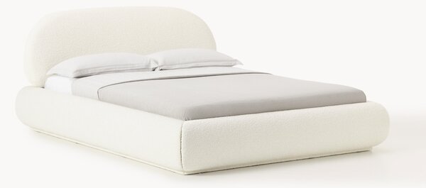Letto imbottito in bouclé con contenitore Alba