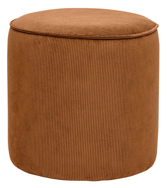 Pouf rotondo in velluto a coste terra bruciata D40 cm PAUL
