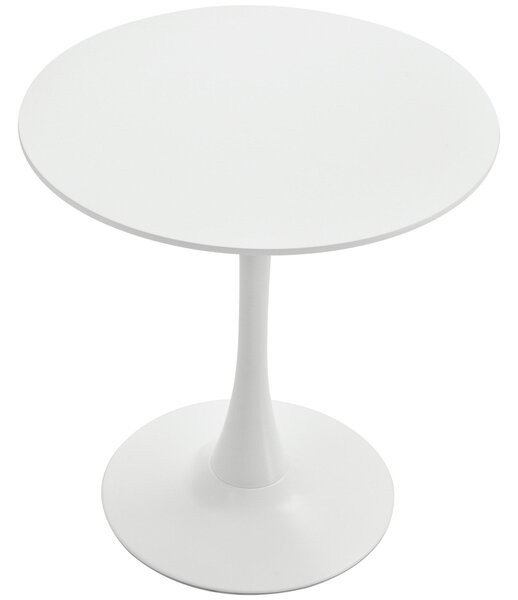 Tavolino Da Giardino Ø70x73 Cm In Mdf E Acciaio Bianco