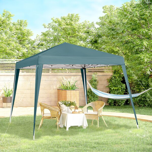 Outsunny Gazebo Pieghevole da Giardino 3x3m Struttura in Acciaio, Corde Antivento e Sacca di Trasporto, Verde