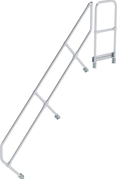 Scala con piattaforma a 45° secondo corrimano per 9 gradini inclinazione 45°