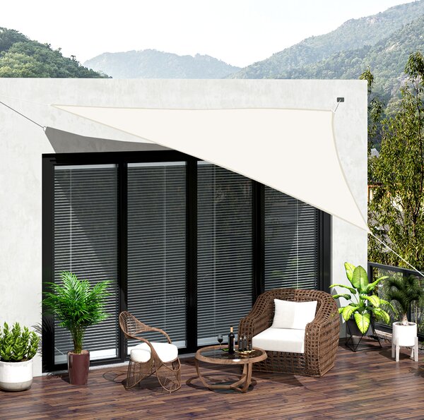 Outsunny Vele Parasole Triangolari, Ombreggianti HDPE, Crema, 6x6x6m, Ideale per Giardino, Casa, Balcone|Aosom