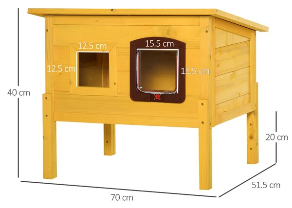 PawHut Cuccia Casetta per Gatti e Animali Domestici in Legno di Abete, 70x51.5x60cm|Aosom