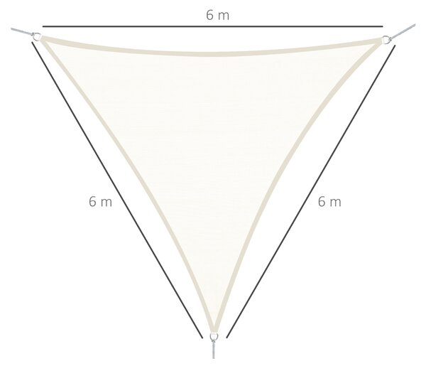 Outsunny Vele Parasole Triangolari, Ombreggianti HDPE, Crema, 6x6x6m, Ideale per Giardino, Casa, Balcone|Aosom