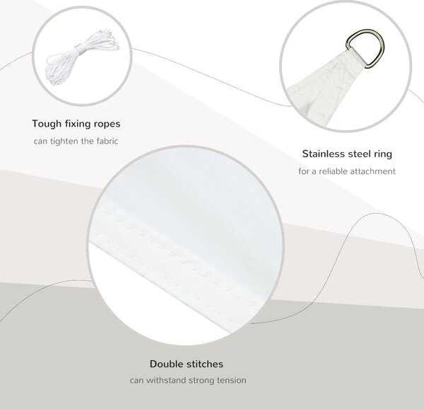 Outsunny Vele Parasole Triangolari, Ombreggianti HDPE, Crema, 6x6x6m, Ideale per Giardino, Casa, Balcone|Aosom
