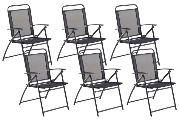 Set di 6 sedie da giardino con struttura in acciaio Nero pieghevole Beliani