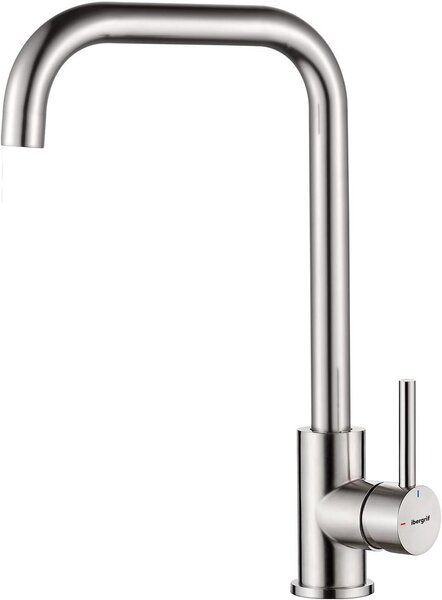 Rubinetto da cucina con bocchetta girevole a 360°, miscelatore monocomando in ottone grigio