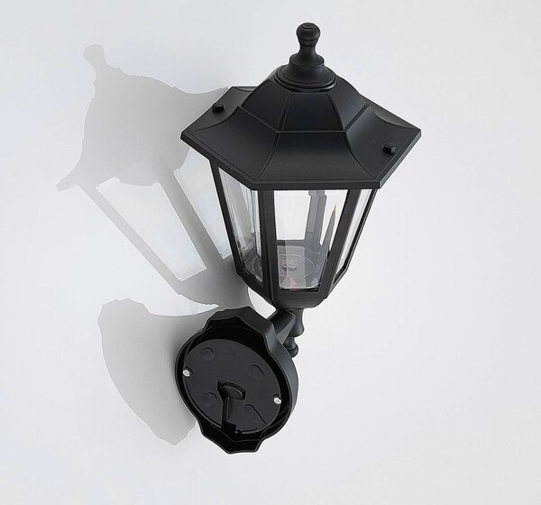 Lindby LED lampada da parete per esterni Iavo, nero, lanterna, 38cm, IP44
