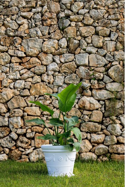 Vaso festonato in Polietilene con decoro a rilievo TONDO dimensioni 55x43xh 40 cm adatto interno esterno colore blu