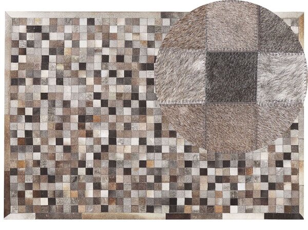 Tappeto tappetino Pelle Bovina Patchwork Multicolore 160 x 230 cm Motivo Geometrico Moderno Beliani