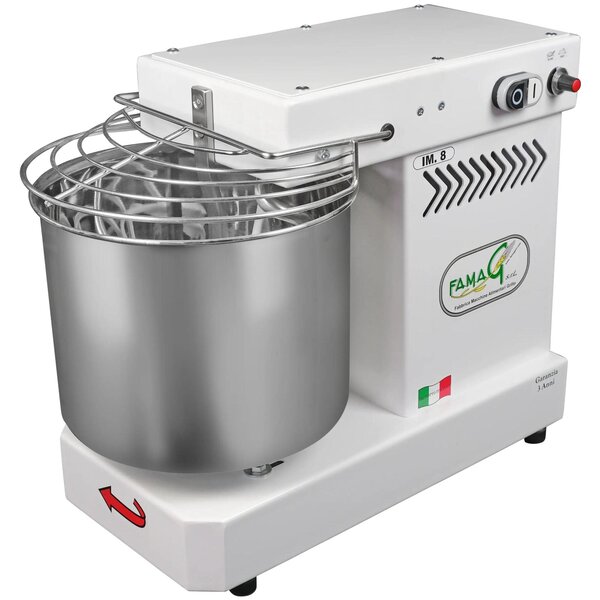 Famag Grilletta IM 8-230 10 Velocit� - Dimensioni 27,5x52,5xh 42 cm Capacit� impasto 8 kg Impastatrice a spirale con testa FISSA inserimento facile impasto