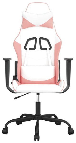 VidaXL Sedia da gioco con funzione massaggio in ecopelle bianca e rosa
