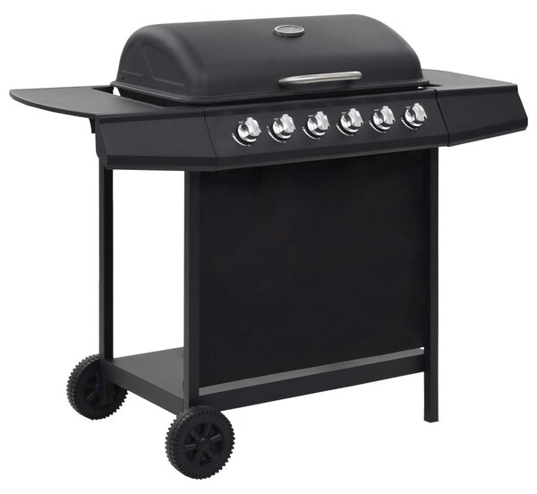 VidaXL Barbecue a gas a 6 fiamme acciaio nero