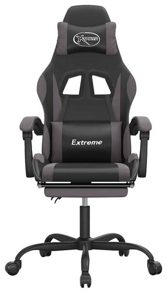 VidaXL Sedia da gioco con poggiapiedi girevole in ecopelle nera e grigia