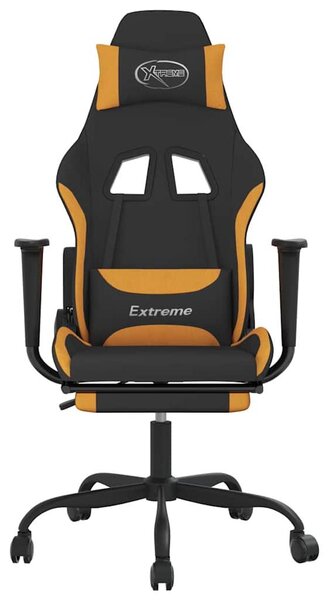 Sedia da gaming vidaXL con funzione massaggio e poggiapiedi, tessuto nero e arancione
