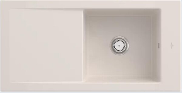 Lavello rettangolare Villeroy&Boch, lavello in Vetroceramica Timeline 60 Crema beige, 100x51cm, reversibile