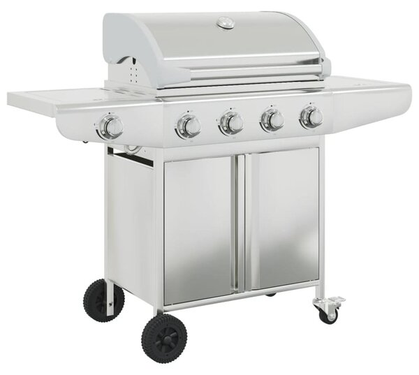 VidaXL Barbecue a gas a 5 fiamme in acciaio inox argento