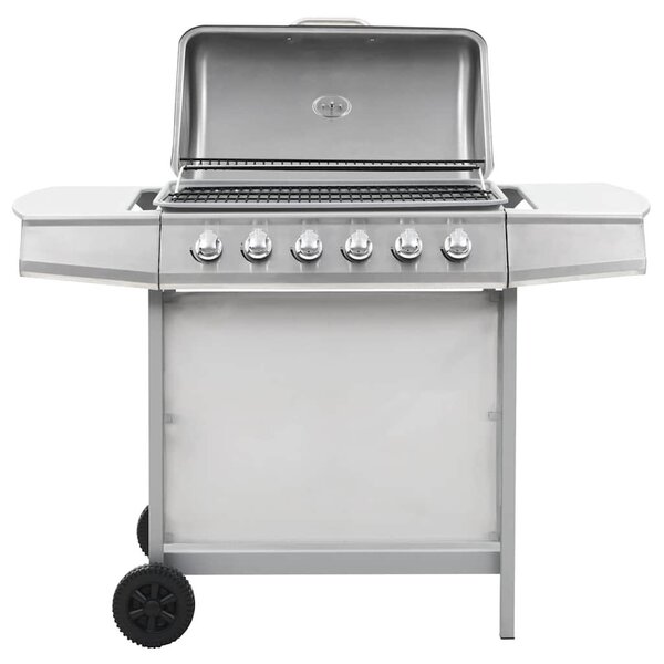 VidaXL Barbecue a gas a 6 fiamme in acciaio inox argento