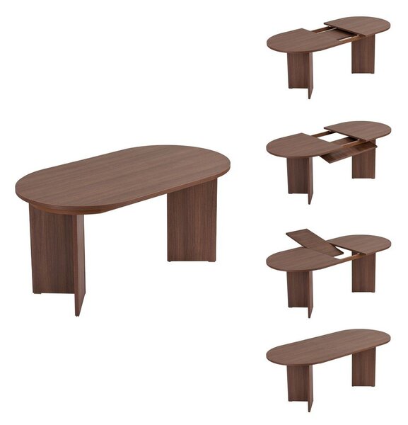 Tavolo da pranzo con effetto noce allungabile con estensione 90x160 cm Sorell – Kalune Design