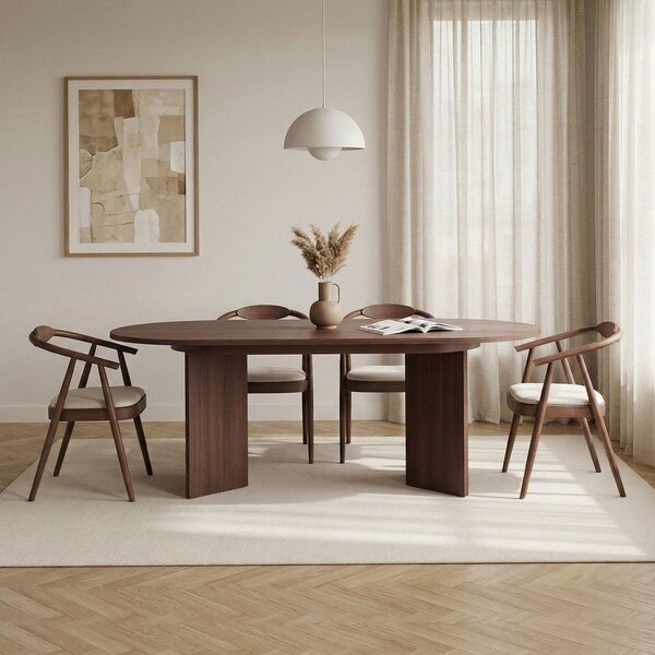 Tavolo da pranzo con effetto noce allungabile con estensione 90x160 cm Sorell – Kalune Design