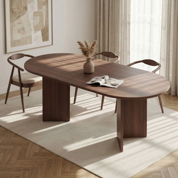 Tavolo da pranzo con effetto noce allungabile con estensione 90x160 cm Sorell – Kalune Design