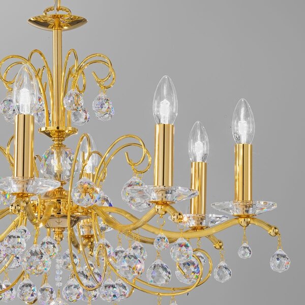 Kolarz 3234.88.3.KoT- Lampadario in cristallo con catena CARMEN 8xE14/60W/230V oro 24K