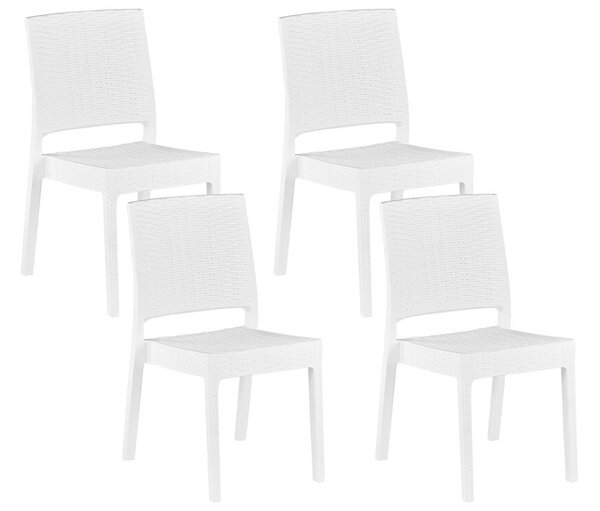 Set di 4 sedie da pranzo da giardino bianche in materiale sintetico impilabili per esterno minimalista Beliani