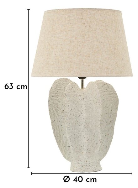 Lampada da tavolo color crema con paralume in tessuto (altezza totale 63 cm) Ester – Mauro Ferretti