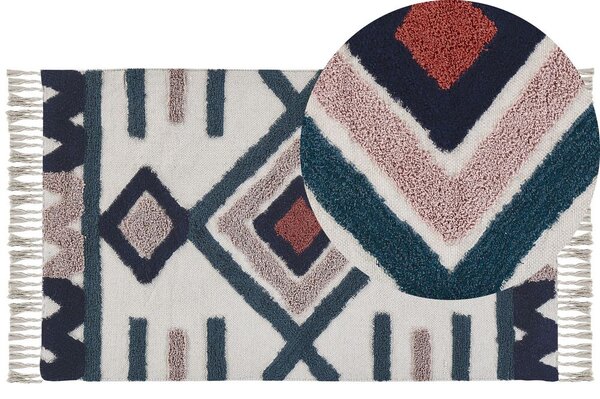 Tappeto di cotone Multicolore con motivo geometrico fatto a mano 80 x 150 cm Beliani