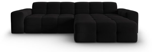 Divano angolare in velluto nero (angolo destro) Kendal - Micadoni Home