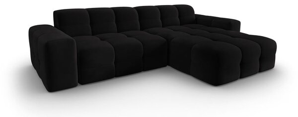 Divano angolare in velluto nero (angolo destro) Kendal - Micadoni Home