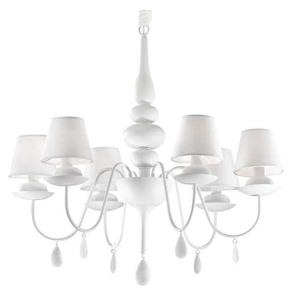 BLANCHE LAMPADARIO CLASSICO IN METALLO BIANCO O NERO CON PARALUMI DI STOFFA DISPONIBILE IN 2 MISURE