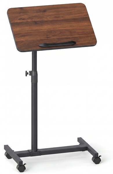 Costway Tavolo laterale regolabile con altezza regolabile e piano inclinabile, Tavolino con ruote per soggiorno e camera da letto Noce