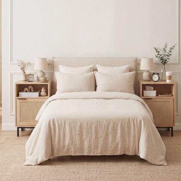 Costway Comodino moderno con anta in rattan e ripiano aperto, Tavolino da notte in legno per soggiorno e camera da letto Naturale