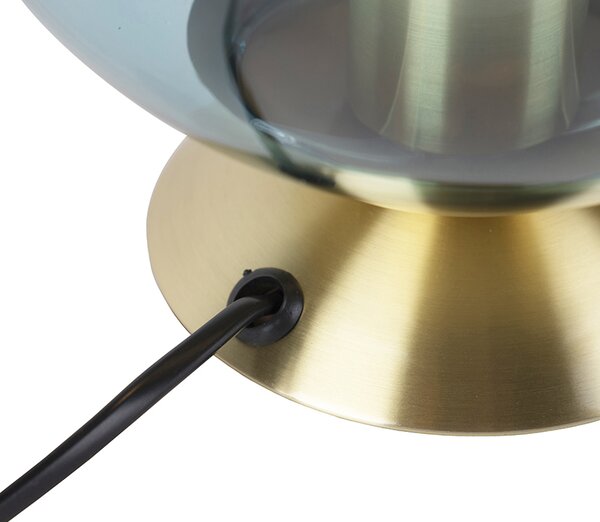 Lampada da tavolo Art Déco in ottone con vetro blu - Pallon