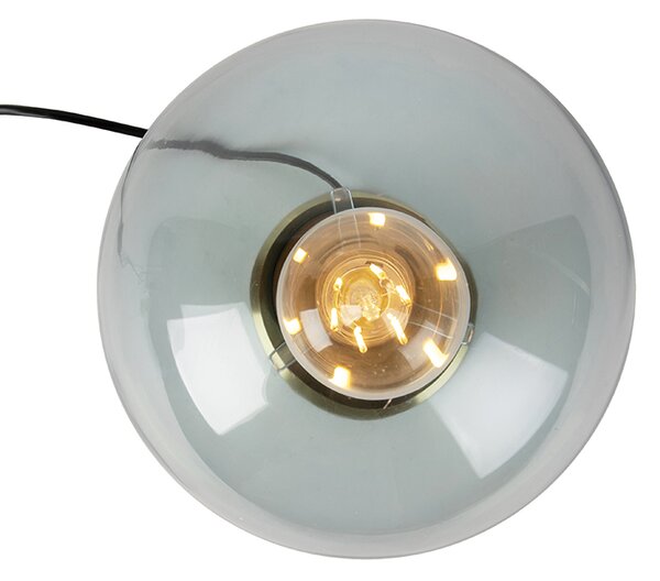 Lampada da tavolo Art Déco in ottone con vetro blu - Pallon