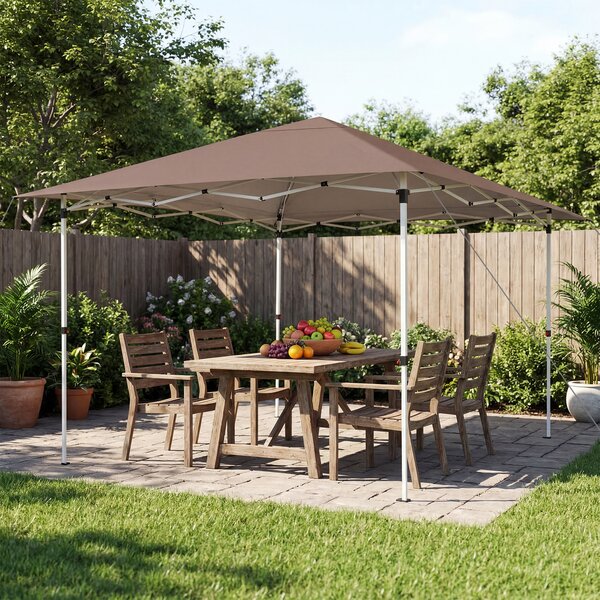 Costway Gazebo pieghevole 3x3 con struttura metallica borsa per trasporto, Gazebo da esterno pop-up per mercatini campeggio Marrone