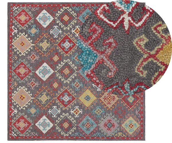 Tappeto in lana multicolore 200 x 200 cm a pelo fitto con motivo orientale Kilim Beliani