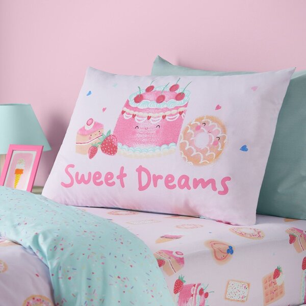 Lenzuolo con angoli per bambini rosa per letto singolo 90x190 cm Sweet Treats – Catherine Lansfield