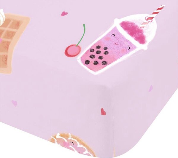 Lenzuolo con angoli per bambini rosa per letto singolo 90x190 cm Sweet Treats – Catherine Lansfield
